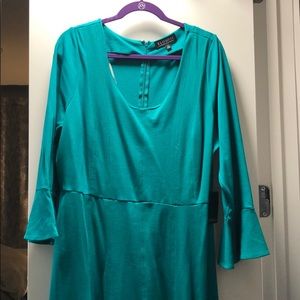 NWT Eloquui teal bell sleeve dress size 20